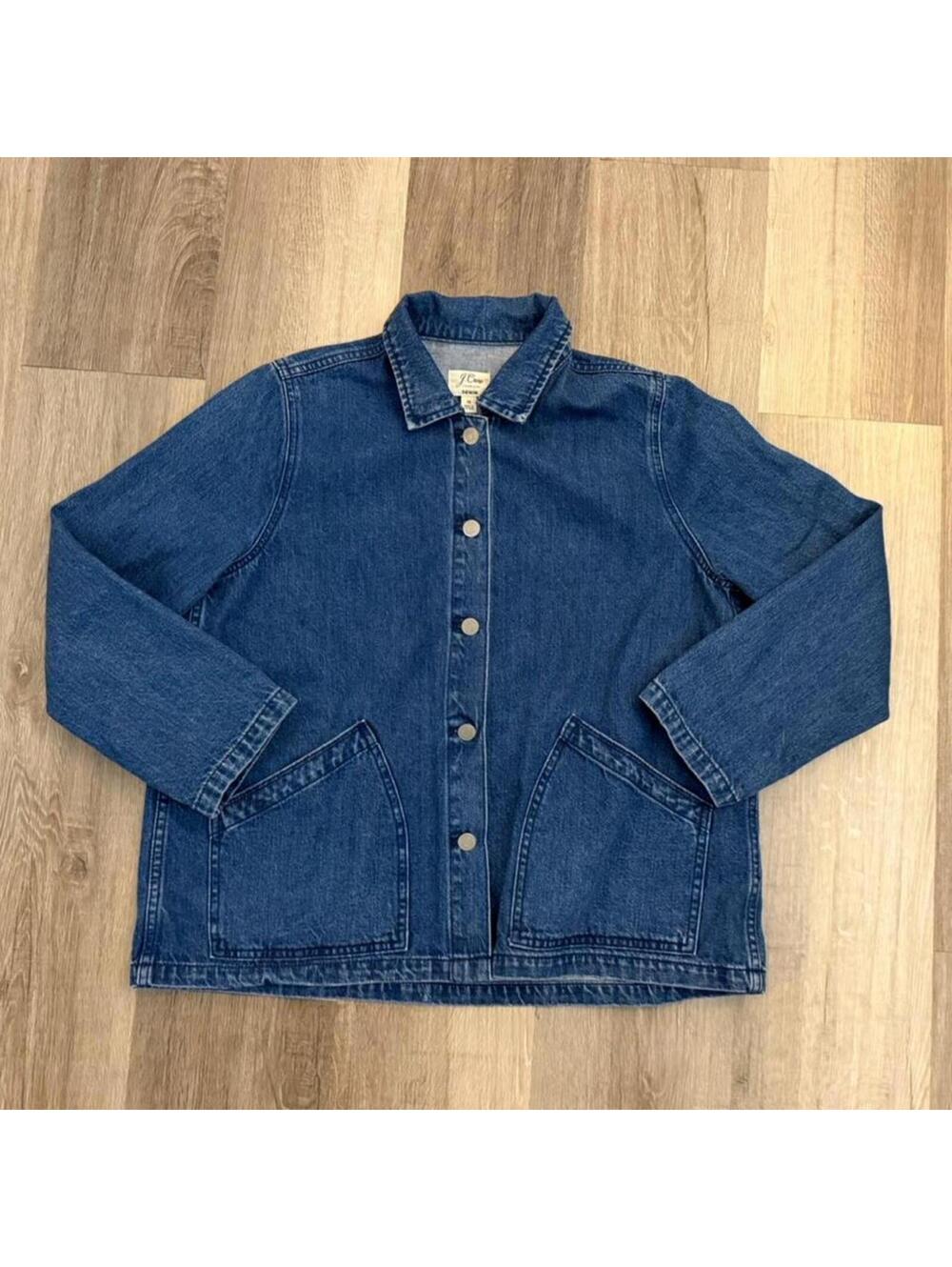 J.Crew Blue denim size M chore style jacket with button-up front and pockets